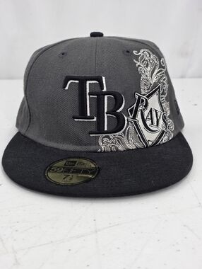 New Era 59fifty Fitted Tampa Bay Rays Baseball Hat 7-1/8 Floral Embroidery Rare.